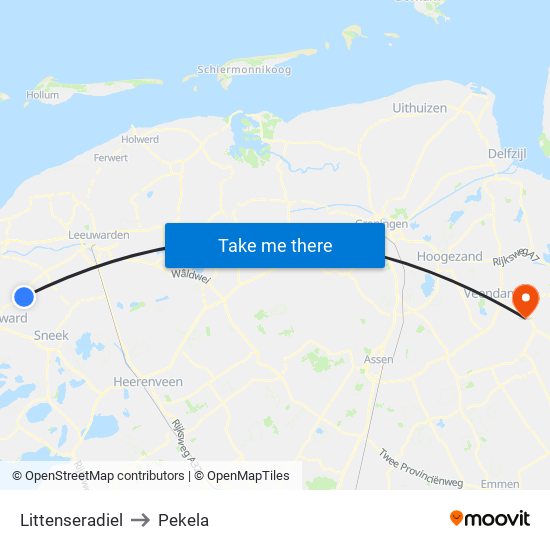 Littenseradiel to Pekela map