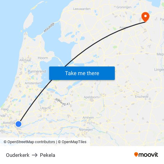 Ouderkerk to Pekela map