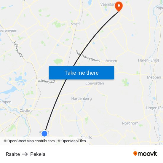 Raalte to Pekela map