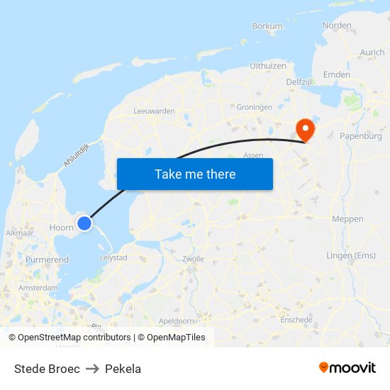 Stede Broec to Pekela map