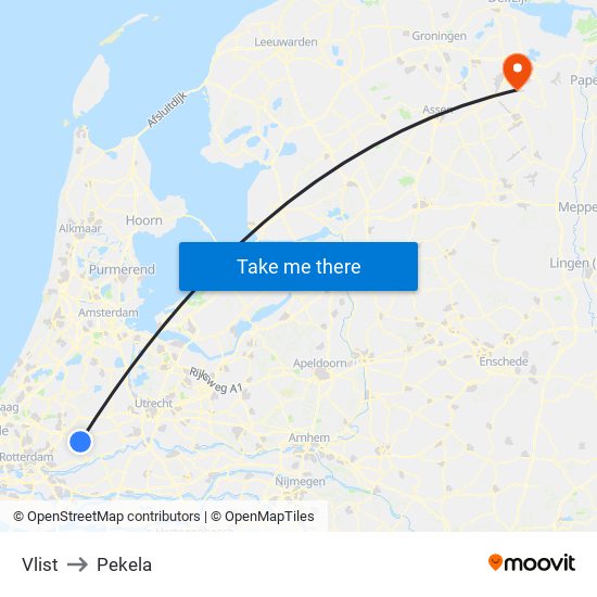 Vlist to Pekela map
