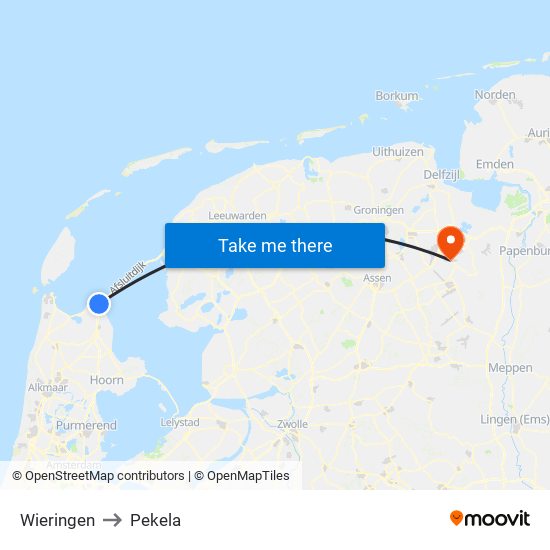 Wieringen to Pekela map