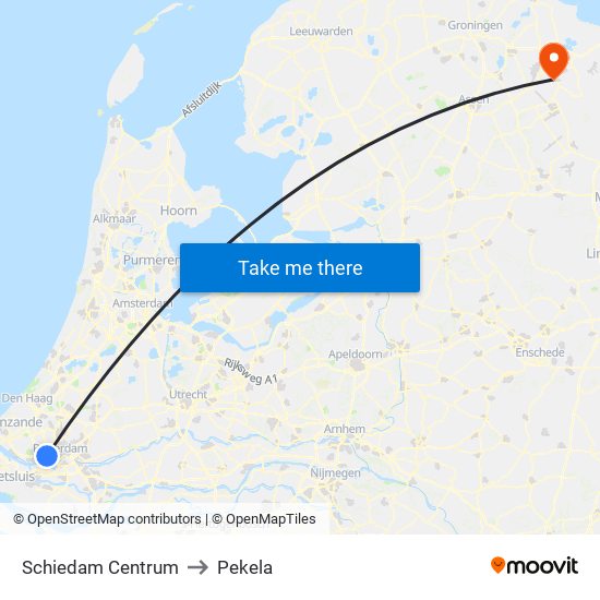 Schiedam Centrum to Pekela map