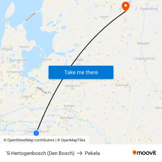 'S-Hertogenbosch (Den Bosch) to Pekela map