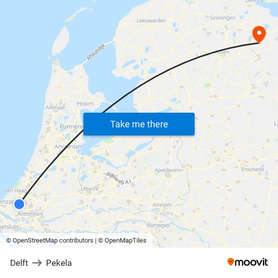 Delft to Pekela map