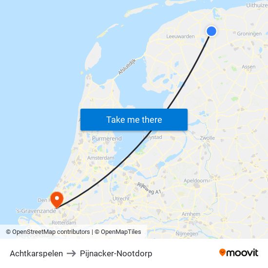 Achtkarspelen to Pijnacker-Nootdorp map