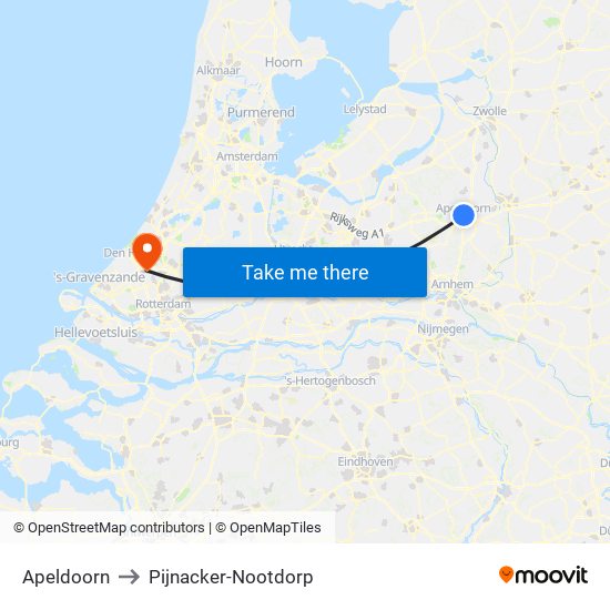 Apeldoorn to Pijnacker-Nootdorp map