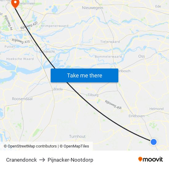 Cranendonck to Pijnacker-Nootdorp map