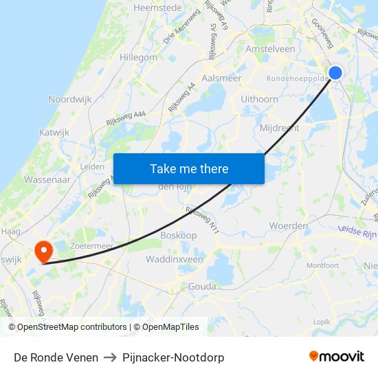 De Ronde Venen to Pijnacker-Nootdorp map