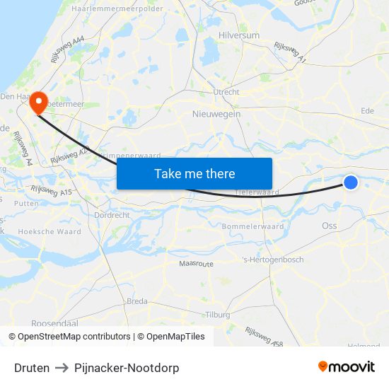 Druten to Pijnacker-Nootdorp map