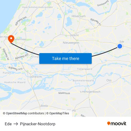 Ede to Pijnacker-Nootdorp map