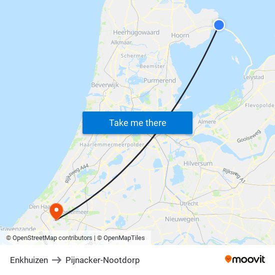 Enkhuizen to Pijnacker-Nootdorp map