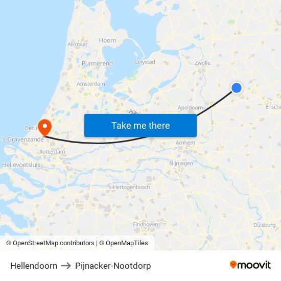 Hellendoorn to Pijnacker-Nootdorp map