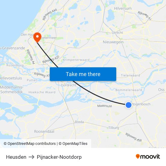 Heusden to Pijnacker-Nootdorp map