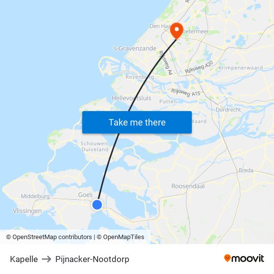 Kapelle to Pijnacker-Nootdorp map