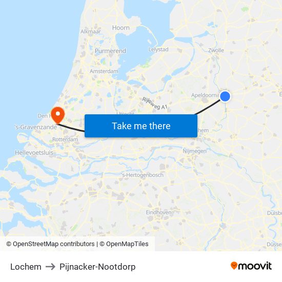 Lochem to Pijnacker-Nootdorp map