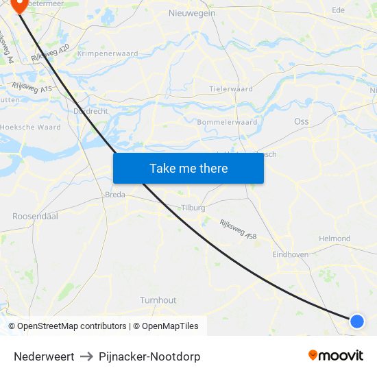 Nederweert to Pijnacker-Nootdorp map