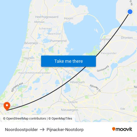 Noordoostpolder to Pijnacker-Nootdorp map