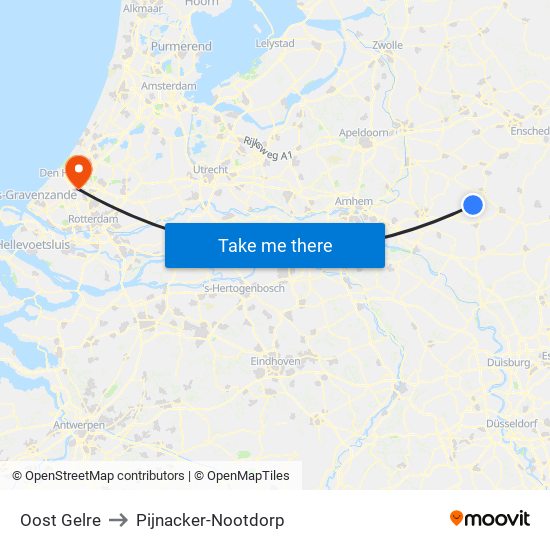 Oost Gelre to Pijnacker-Nootdorp map