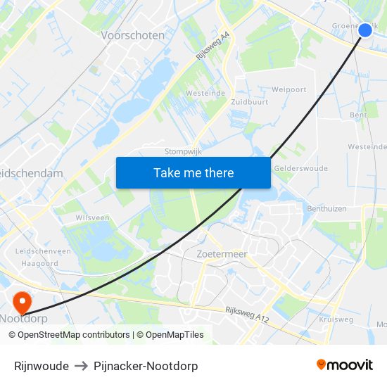 Rijnwoude to Pijnacker-Nootdorp map