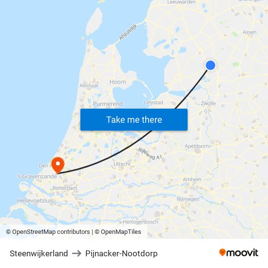 Steenwijkerland to Pijnacker-Nootdorp map