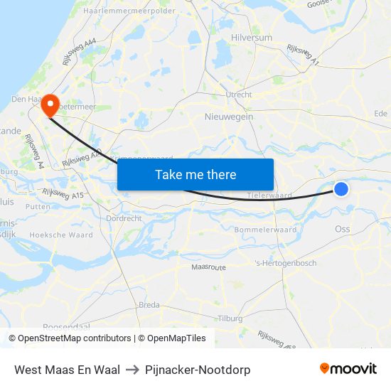 West Maas En Waal to Pijnacker-Nootdorp map