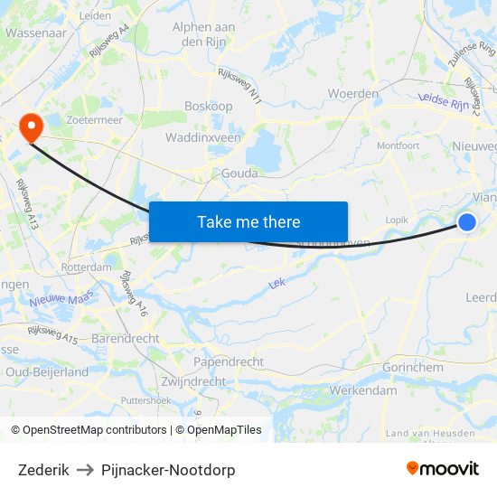 Zederik to Pijnacker-Nootdorp map