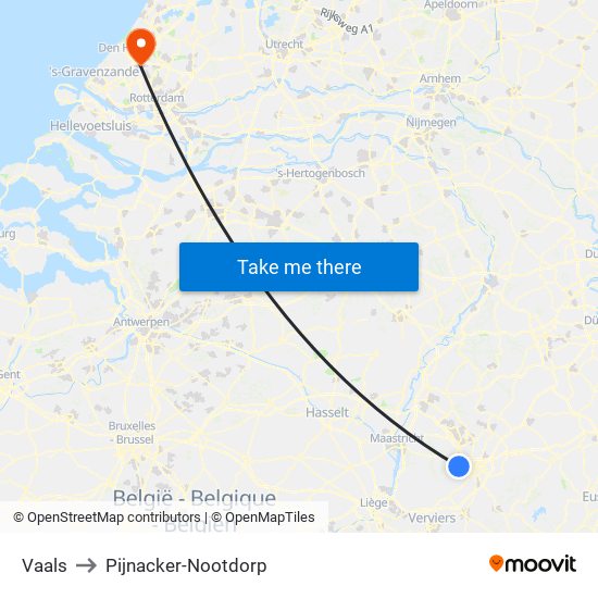 Vaals to Pijnacker-Nootdorp map