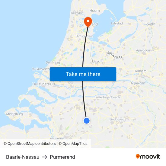 Baarle-Nassau to Purmerend map