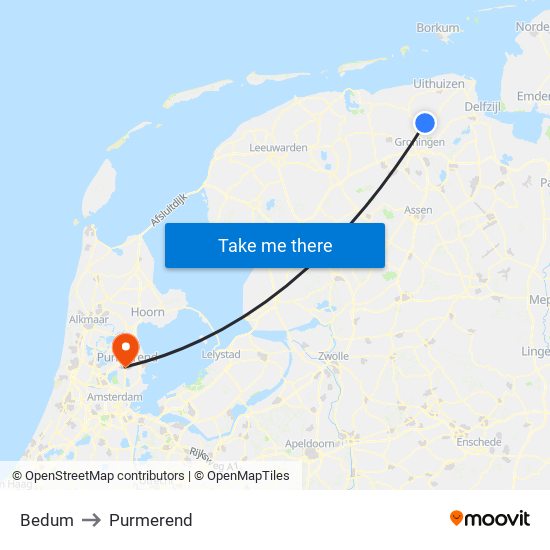 Bedum to Purmerend map