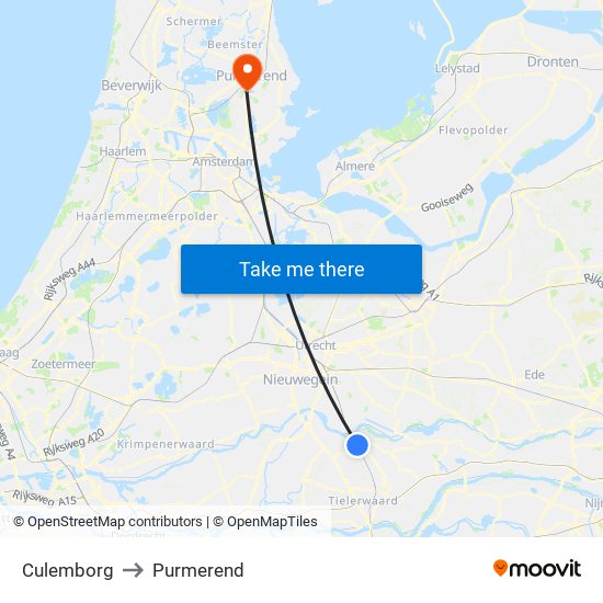 Culemborg to Purmerend map