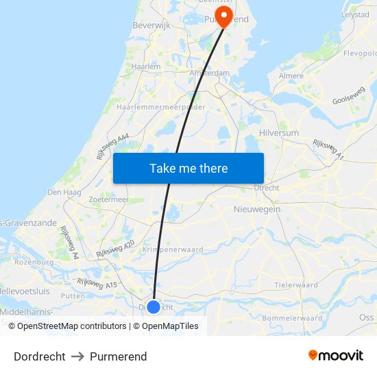 Dordrecht to Purmerend map