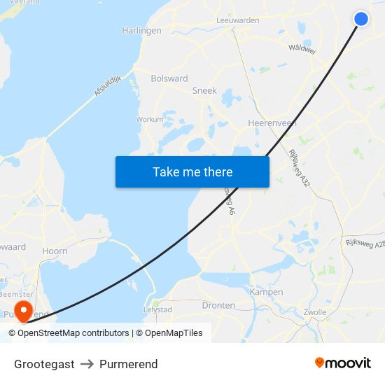 Grootegast to Purmerend map