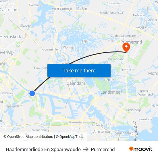 Haarlemmerliede En Spaarnwoude to Purmerend map