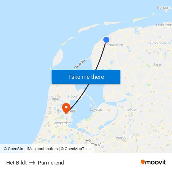 Het Bildt to Purmerend map