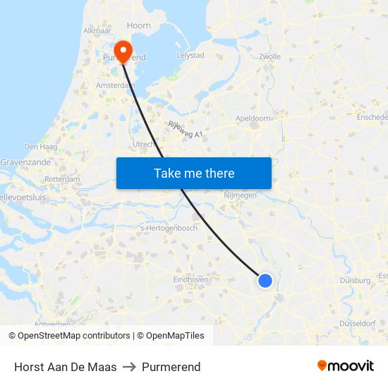 Horst Aan De Maas to Purmerend map