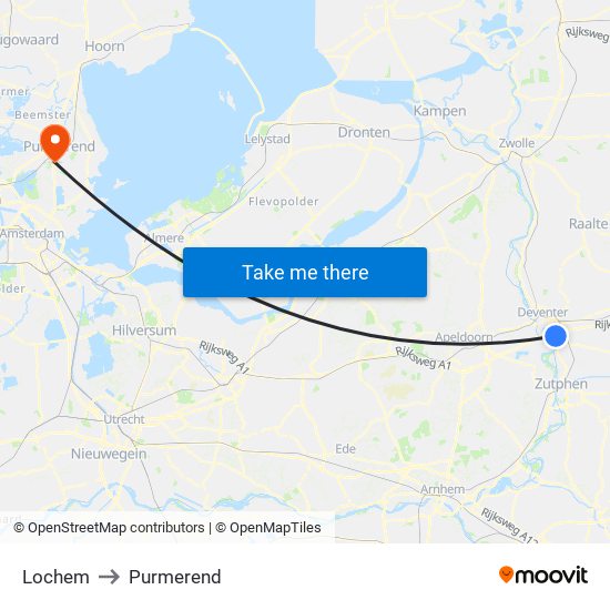 Lochem to Purmerend map