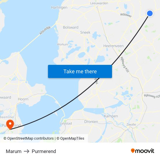 Marum to Purmerend map