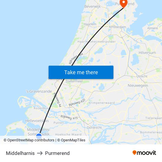 Middelharnis to Purmerend map