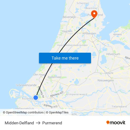 Midden-Delfland to Purmerend map