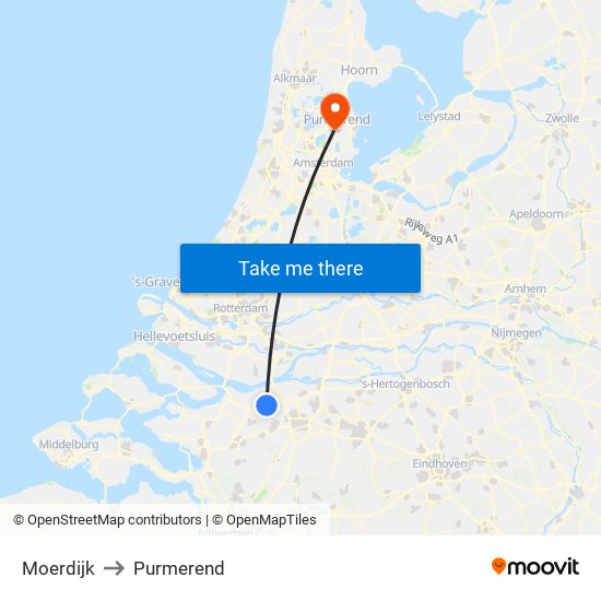 Moerdijk to Purmerend map