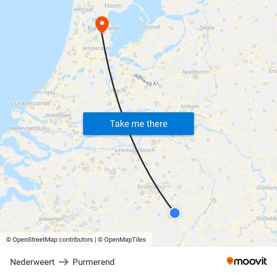 Nederweert to Purmerend map