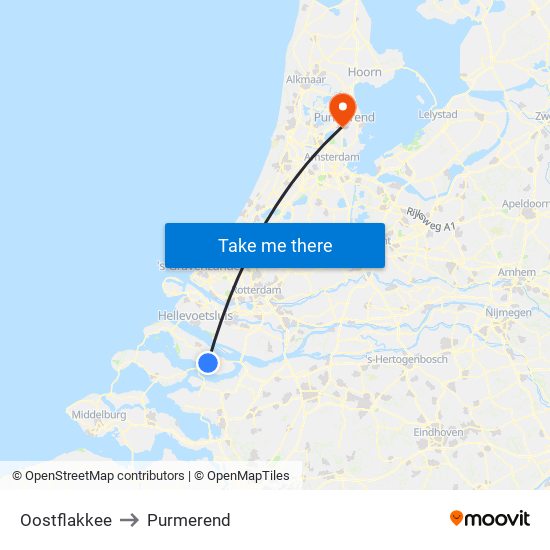 Oostflakkee to Purmerend map