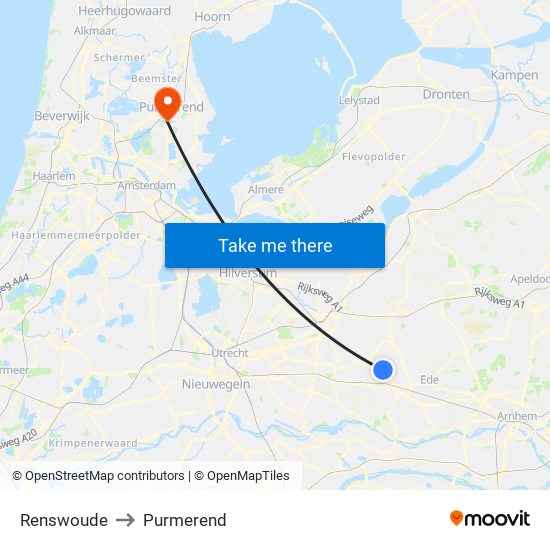 Renswoude to Purmerend map