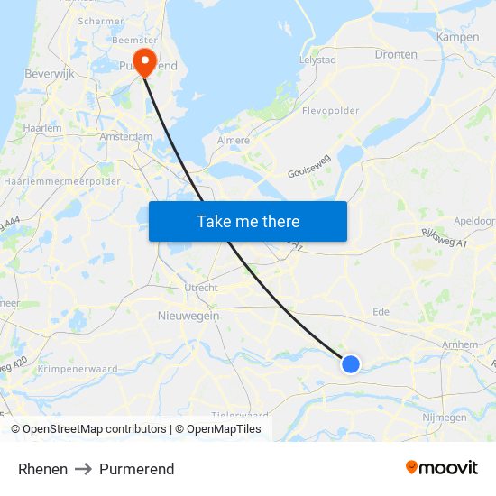 Rhenen to Purmerend map