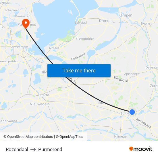 Rozendaal to Purmerend map