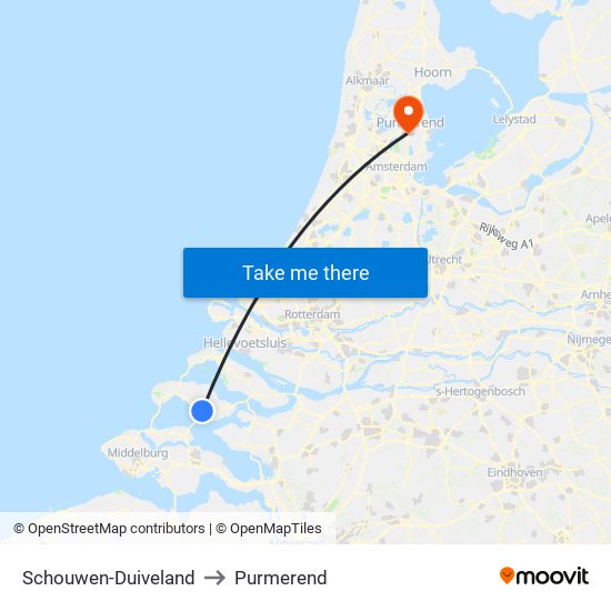 Schouwen-Duiveland to Purmerend map