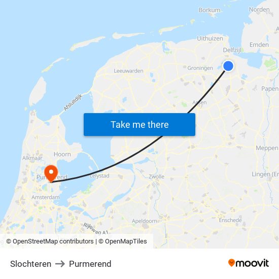 Slochteren to Purmerend map