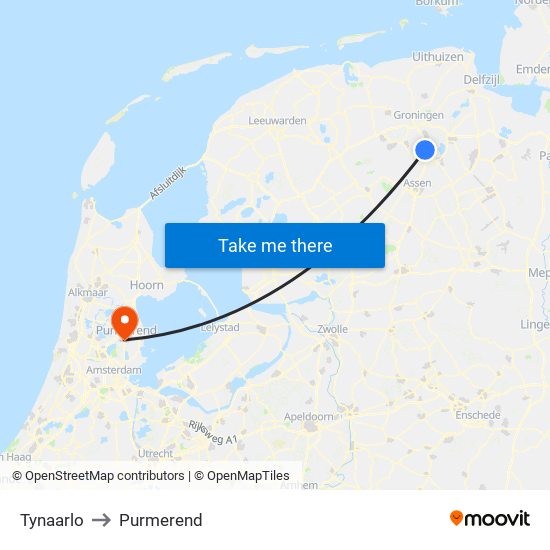 Tynaarlo to Purmerend map