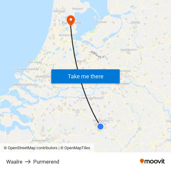 Waalre to Purmerend map